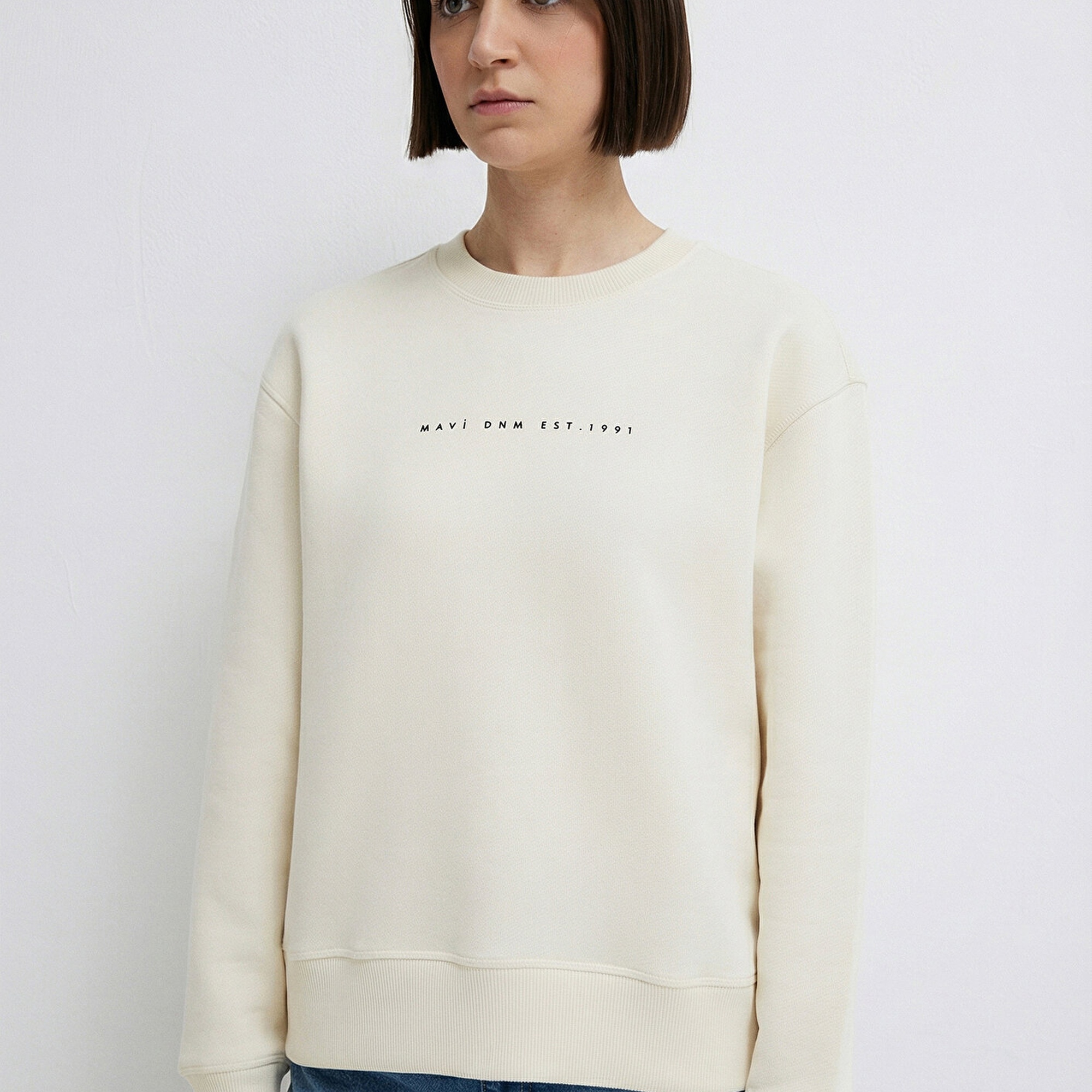 Mavi Mavi Denim Baskılı Ekru Sweatshirt 1S10525-80194