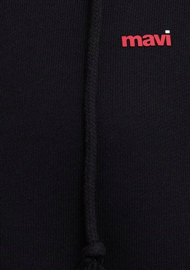  Mavi Mavi Logo Baskılı Kapüşonlu Siyah Sweatshirt 1S10531-900