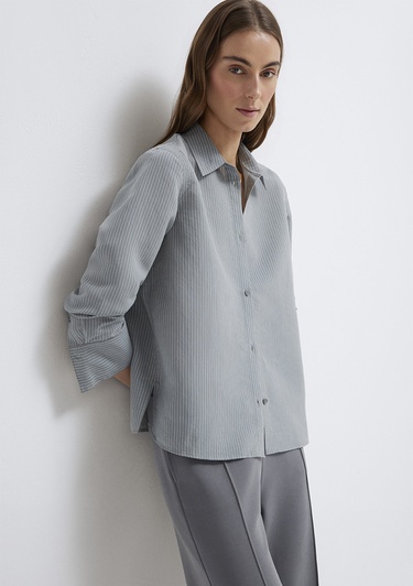  Mavi (TENCEL™) Liyosel Karışımlı Çizgili Gömlek Regular Fit / Normal Kesim 1211374-88069