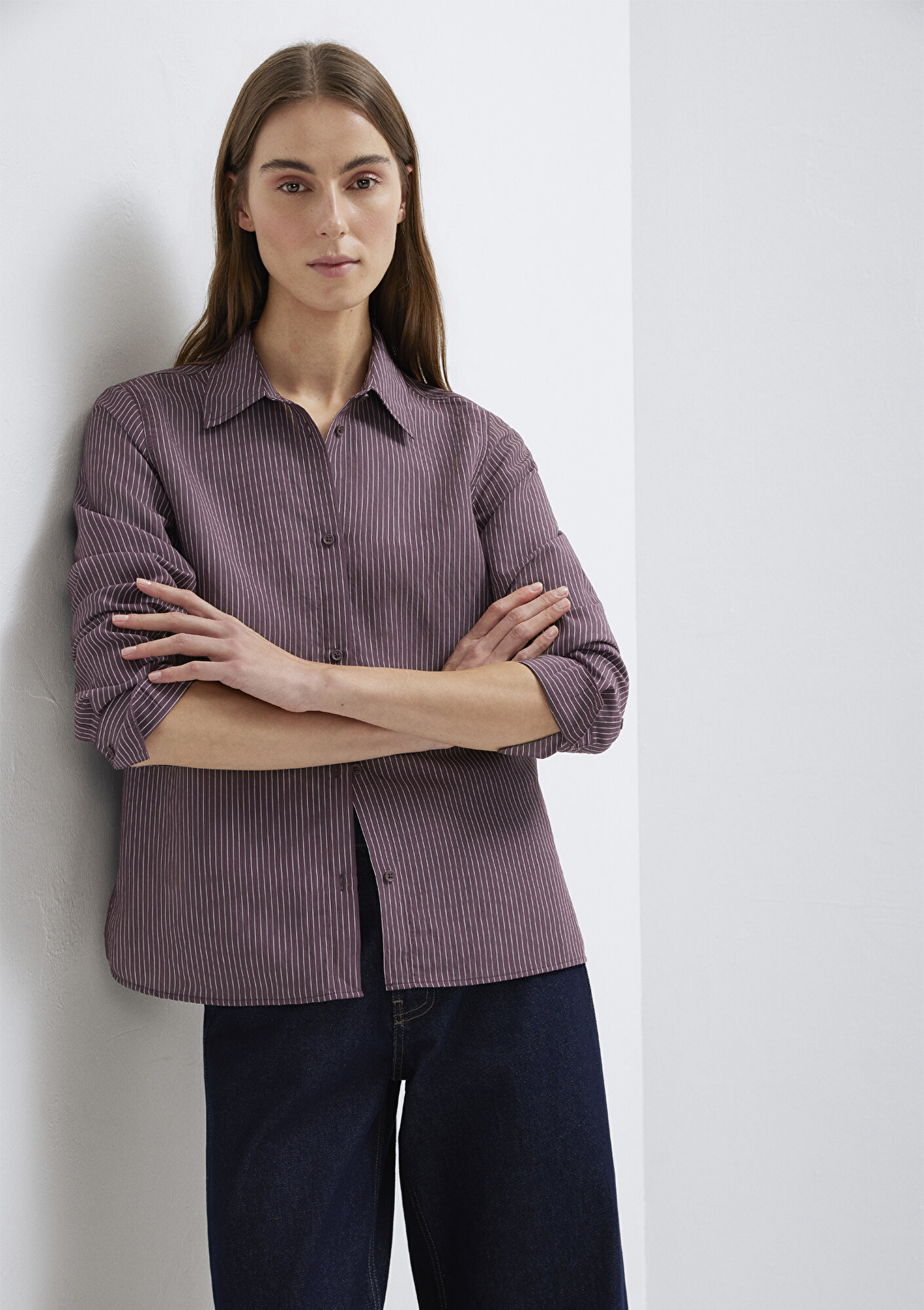  Mavi (TENCEL™) Liyosel Karışımlı Çizgili Gömlek Regular Fit / Normal Kesim 1211374-91569