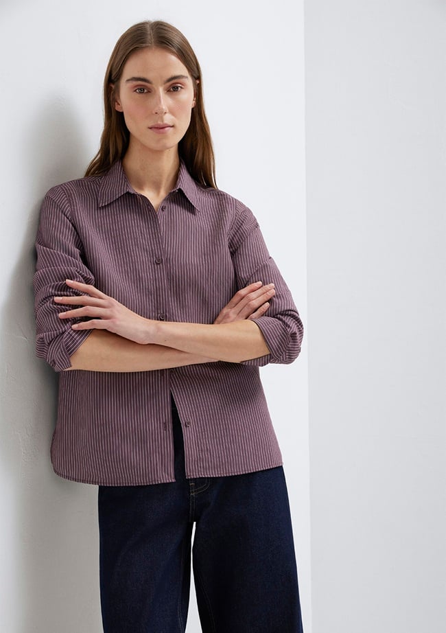  Mavi (TENCEL™) Liyosel Karışımlı Çizgili Gömlek Regular Fit / Normal Kesim 1211374-91569