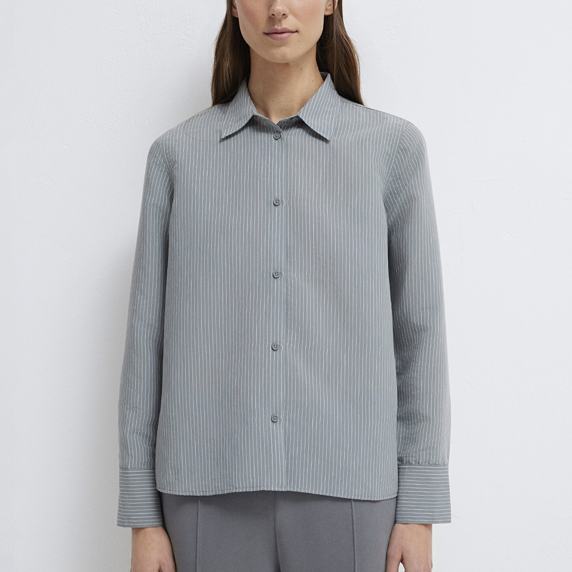 Mavi (TENCEL™) Liyosel Karışımlı Çizgili Gömlek Regular Fit / Normal Kesim 1211374-88069