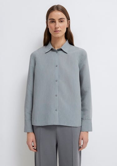  Mavi (TENCEL™) Liyosel Karışımlı Çizgili Gömlek Regular Fit / Normal Kesim 1211374-88069