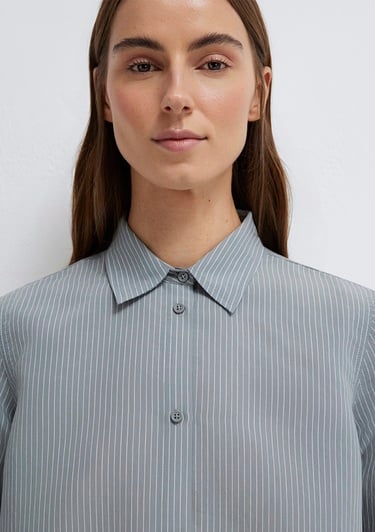  Mavi (TENCEL™) Liyosel Karışımlı Çizgili Gömlek Regular Fit / Normal Kesim 1211374-88069