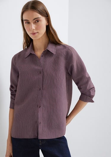  Mavi (TENCEL™) Liyosel Karışımlı Çizgili Gömlek Regular Fit / Normal Kesim 1211374-91569