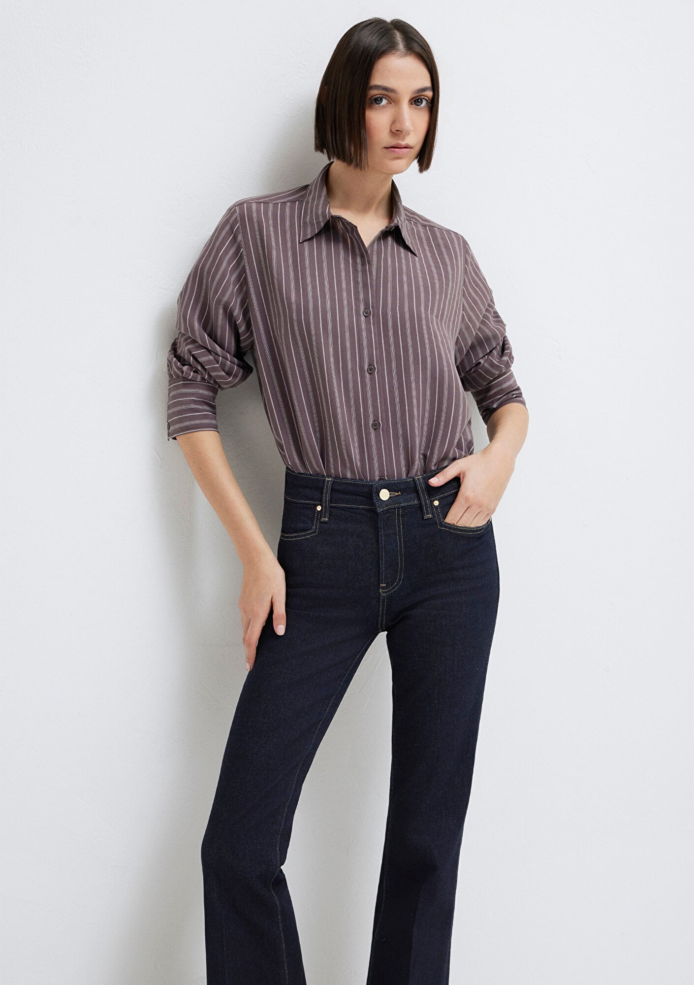 Mavi Mor (TENCEL™) Liyosel Gömlek Loose Fit / Bol Rahat Kesim 1211373-91534