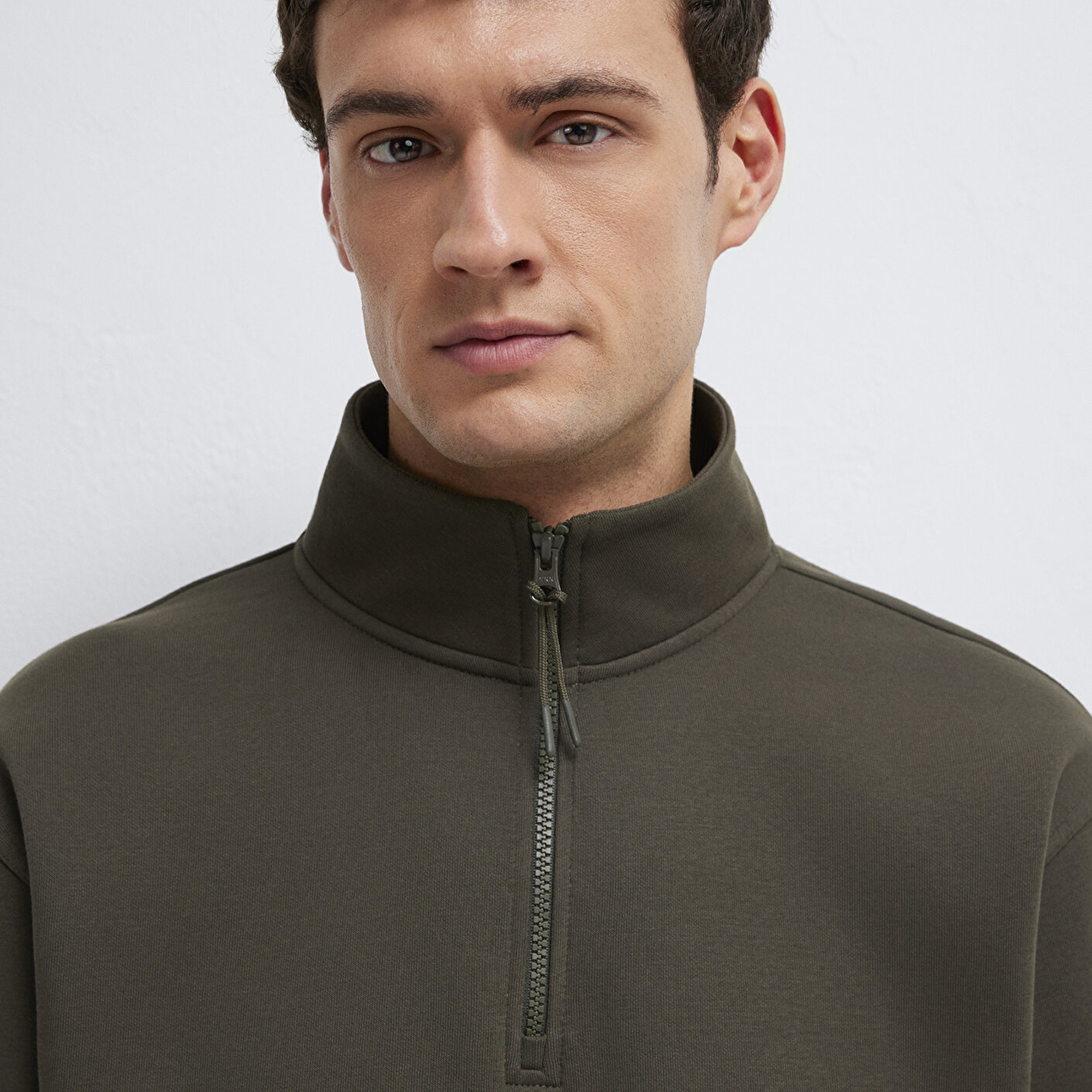 Mavi Yarı Fermuarlı Haki Basic Sweatshirt 0S10278-71553