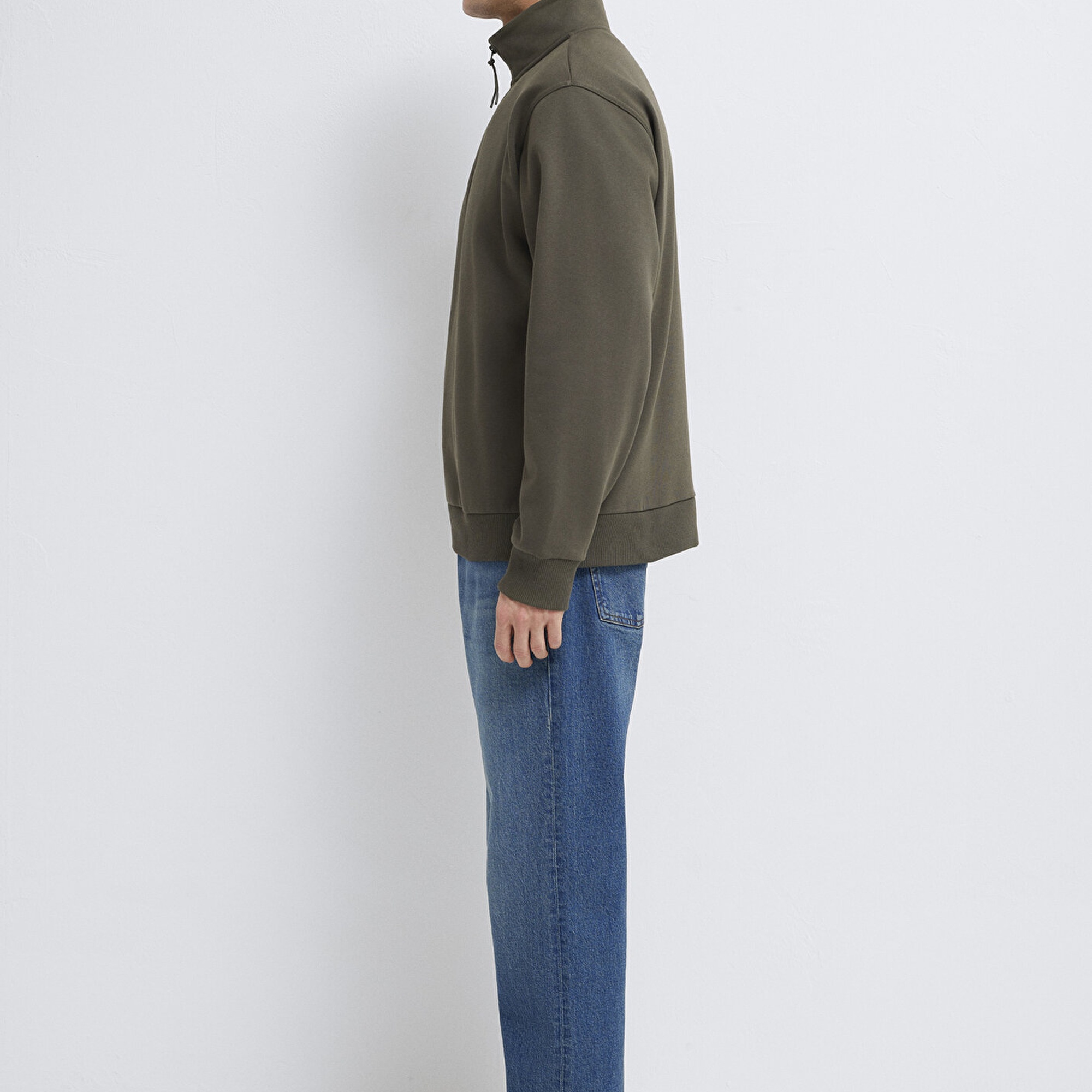 Mavi Yarı Fermuarlı Haki Basic Sweatshirt 0S10278-71553