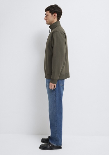  Mavi Yarı Fermuarlı Haki Basic Sweatshirt 0S10278-71553