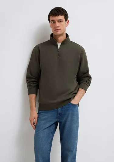  Mavi Yarı Fermuarlı Haki Basic Sweatshirt 0S10278-71553