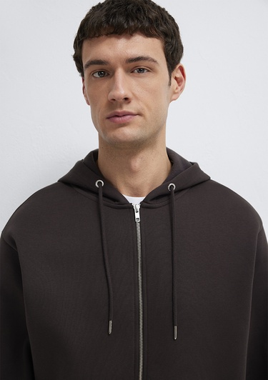  Mavi Kapüşonlu Fermuarlı Kahverengi Basic Sweatshirt 0S10277-70219