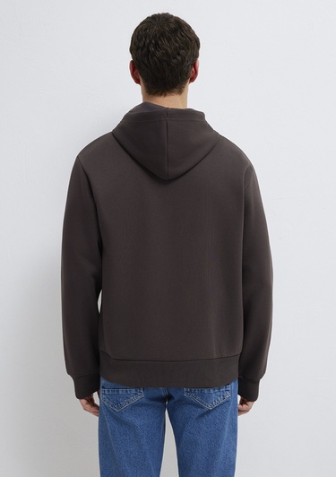  Mavi Kapüşonlu Fermuarlı Kahverengi Basic Sweatshirt 0S10277-70219