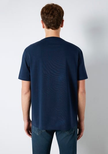  Mavi Bisiklet Yaka Lacivert Basic Tişört Loose Fit / Bol Rahat Kesim 0611596-70497