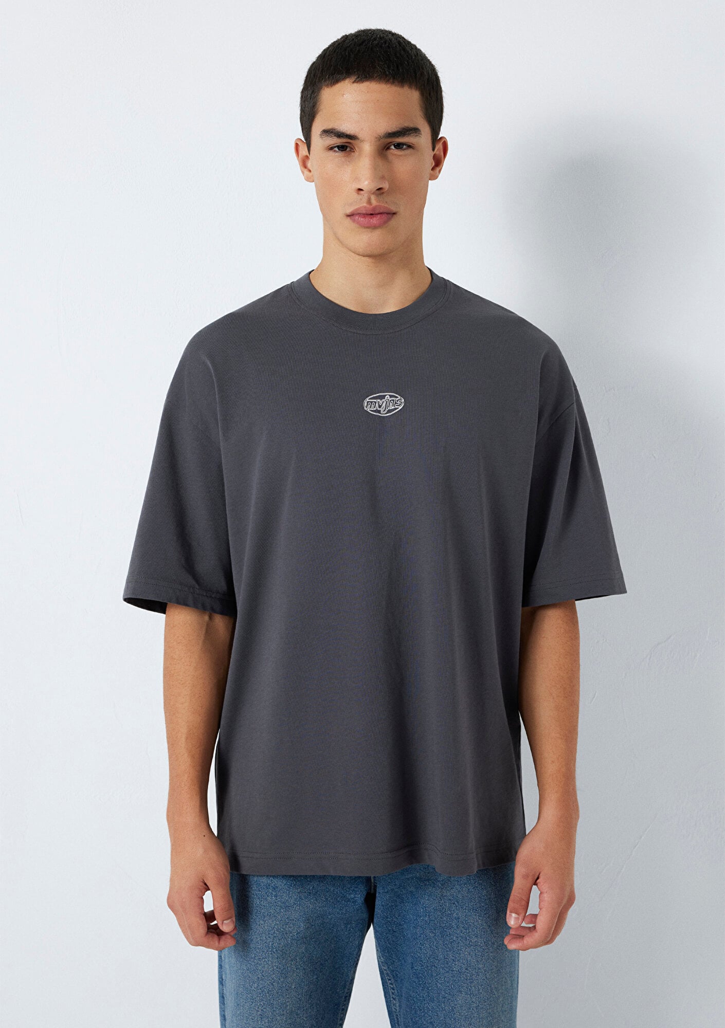 Mavi MVJNS Baskılı Antrasit Tişört Oversize / Geniş Kesim 0613215-80955