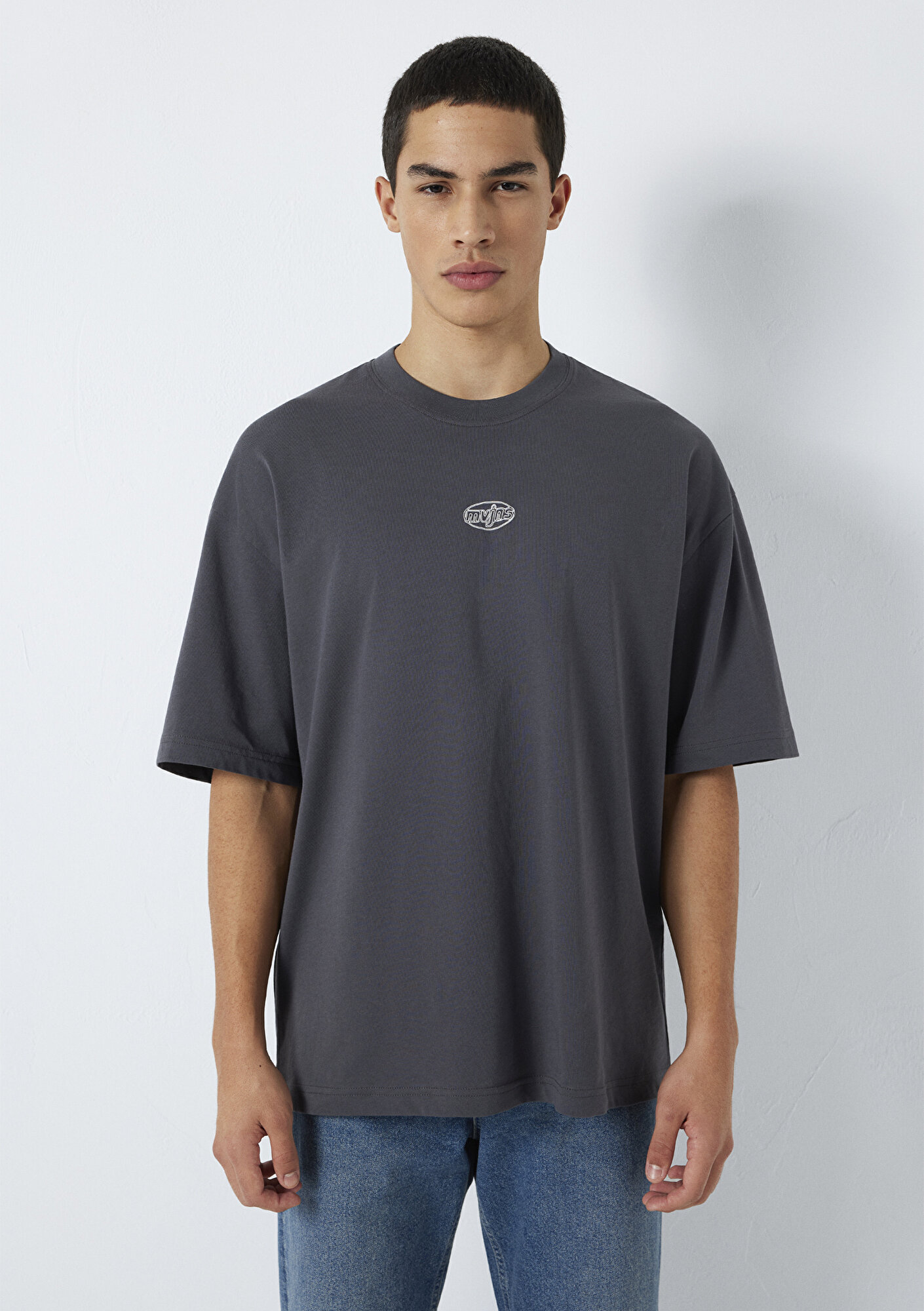  Mavi MVJNS Baskılı Antrasit Tişört Oversize / Geniş Kesim 0613215-80955