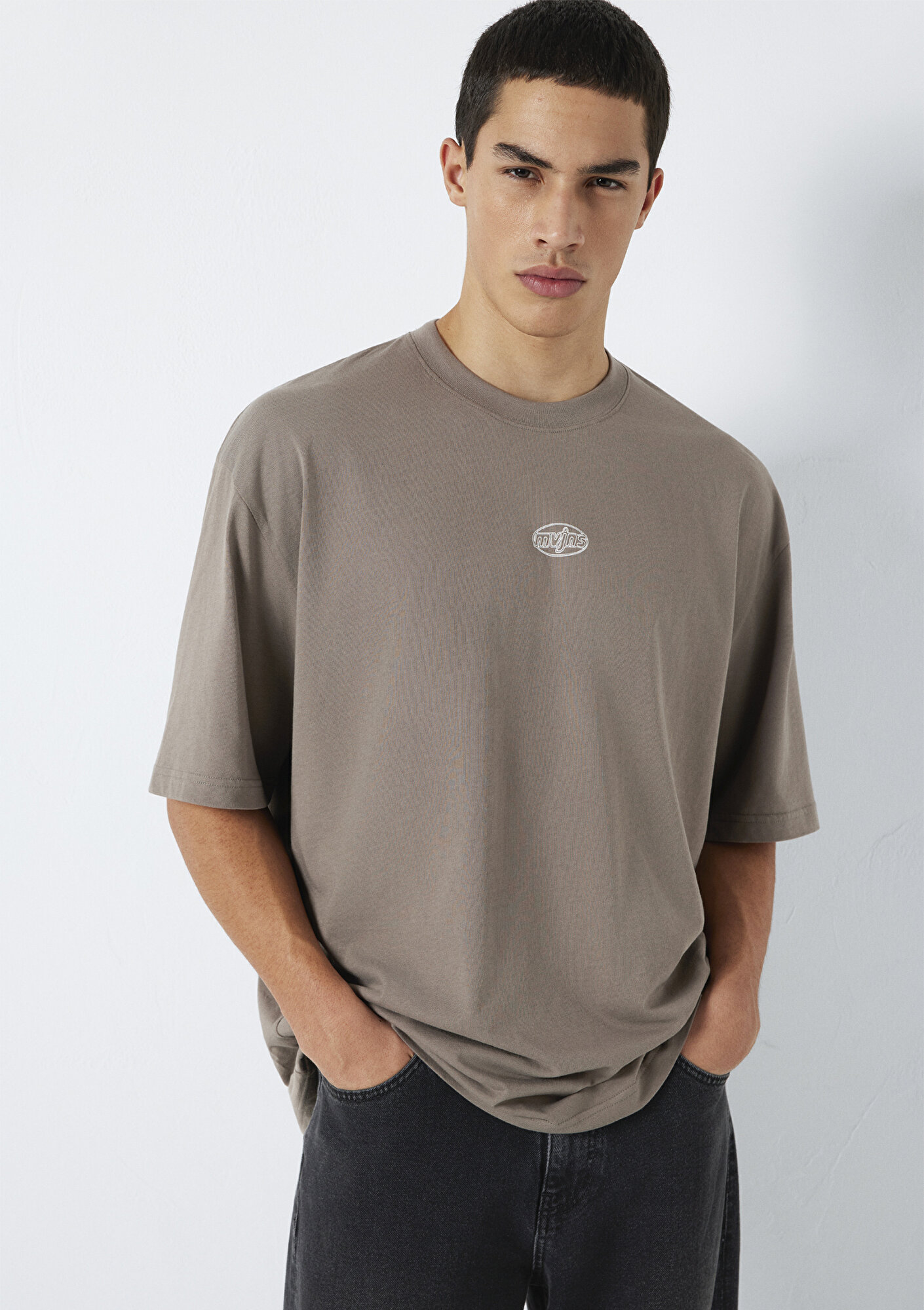  Mavi MVJNS Baskılı Kahverengi Tişört Oversize / Geniş Kesim 0613215-87875