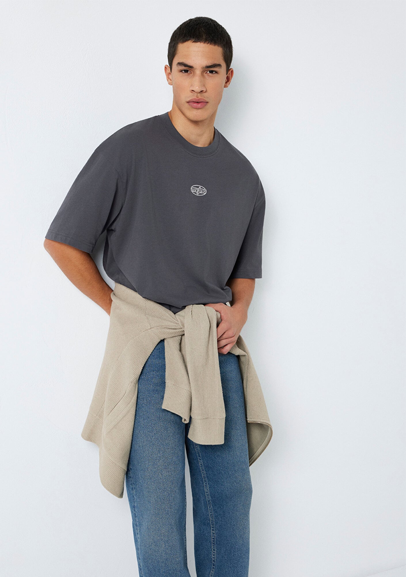  Mavi MVJNS Baskılı Antrasit Tişört Oversize / Geniş Kesim 0613215-80955