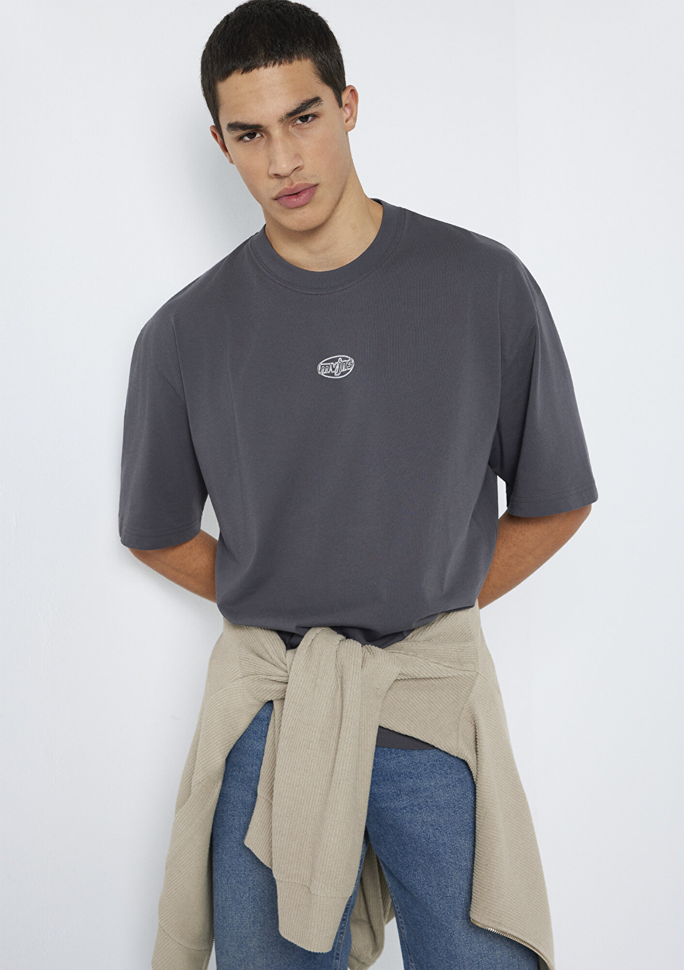  Mavi MVJNS Baskılı Antrasit Tişört Oversize / Geniş Kesim 0613215-80955