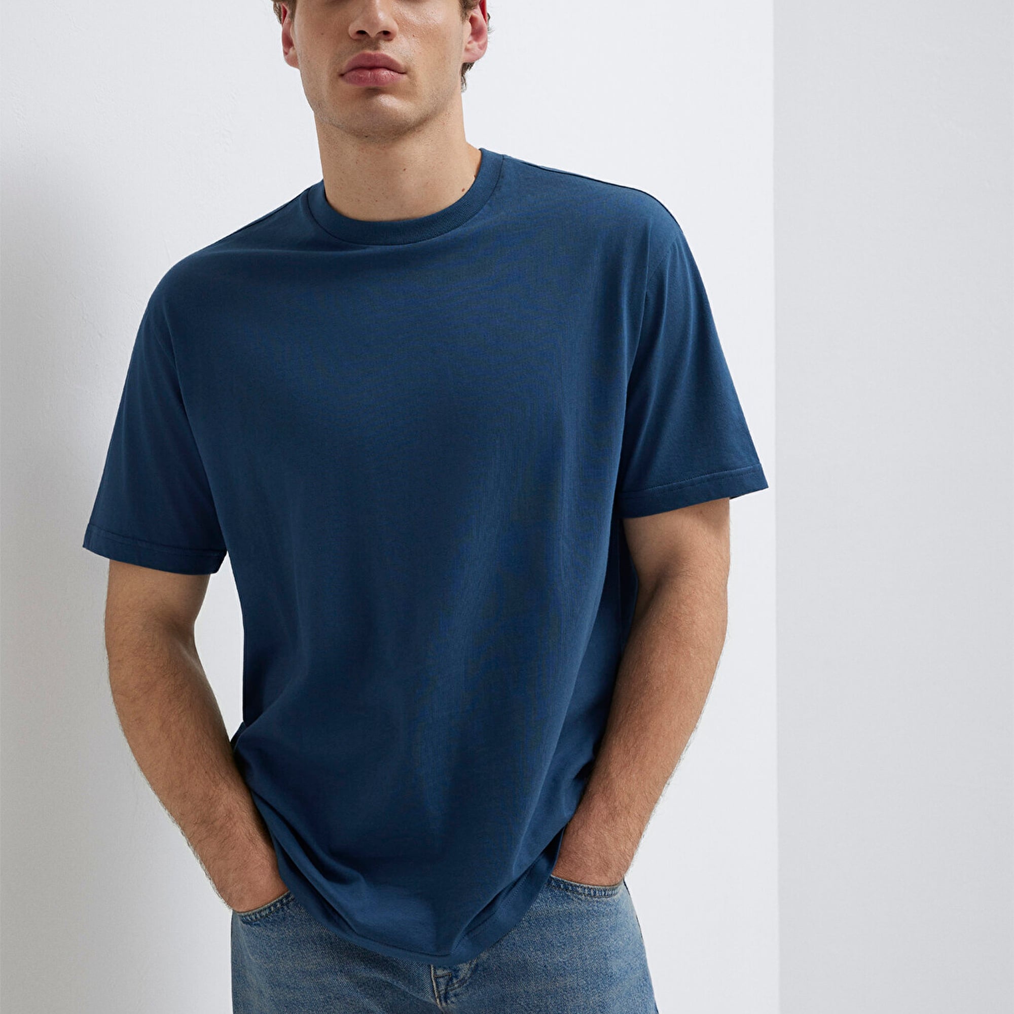 Mavi 2li Erkek Basic Tişört Loose Fit / Bol Rahat Kesim 0612317-90609