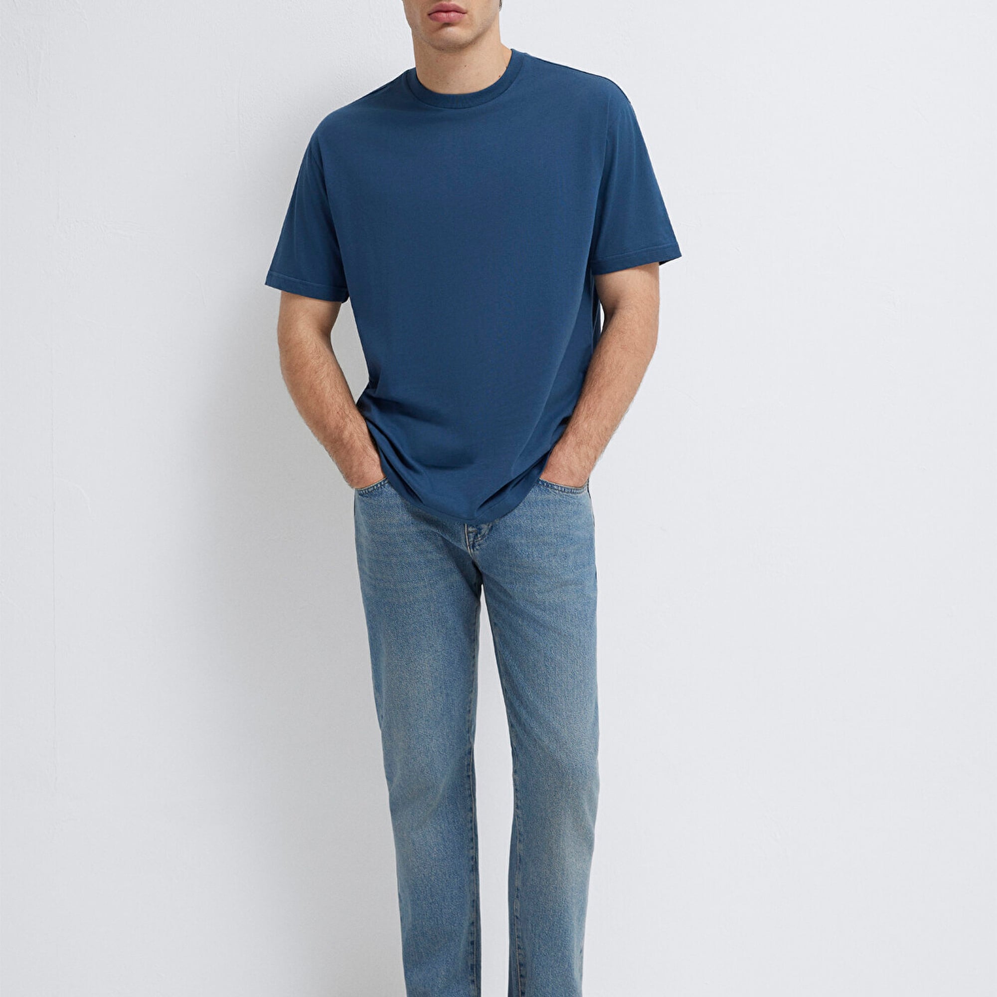 Mavi 2li Erkek Basic Tişört Loose Fit / Bol Rahat Kesim 0612317-90609