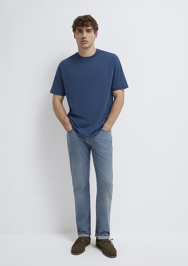  Mavi 2li Erkek Basic Tişört Loose Fit / Bol Rahat Kesim 0612317-90609