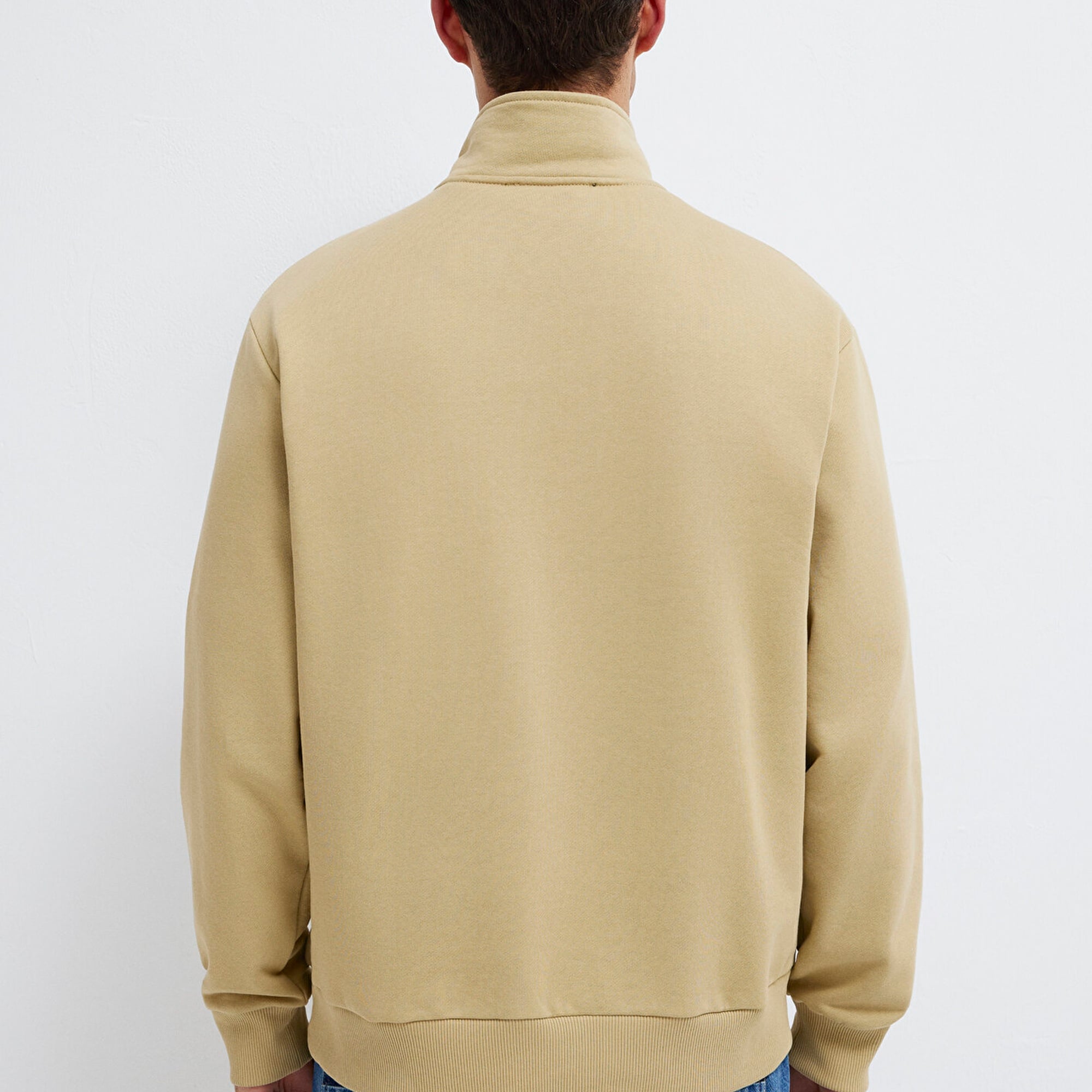 Mavi Yarı Fermuarlı Basic Bej Sweatshirt 0S10419-70204