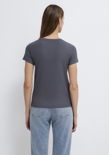  Mavi Gri Basic Tişört Slim Fit / Dar Kesim 1612904-83620
