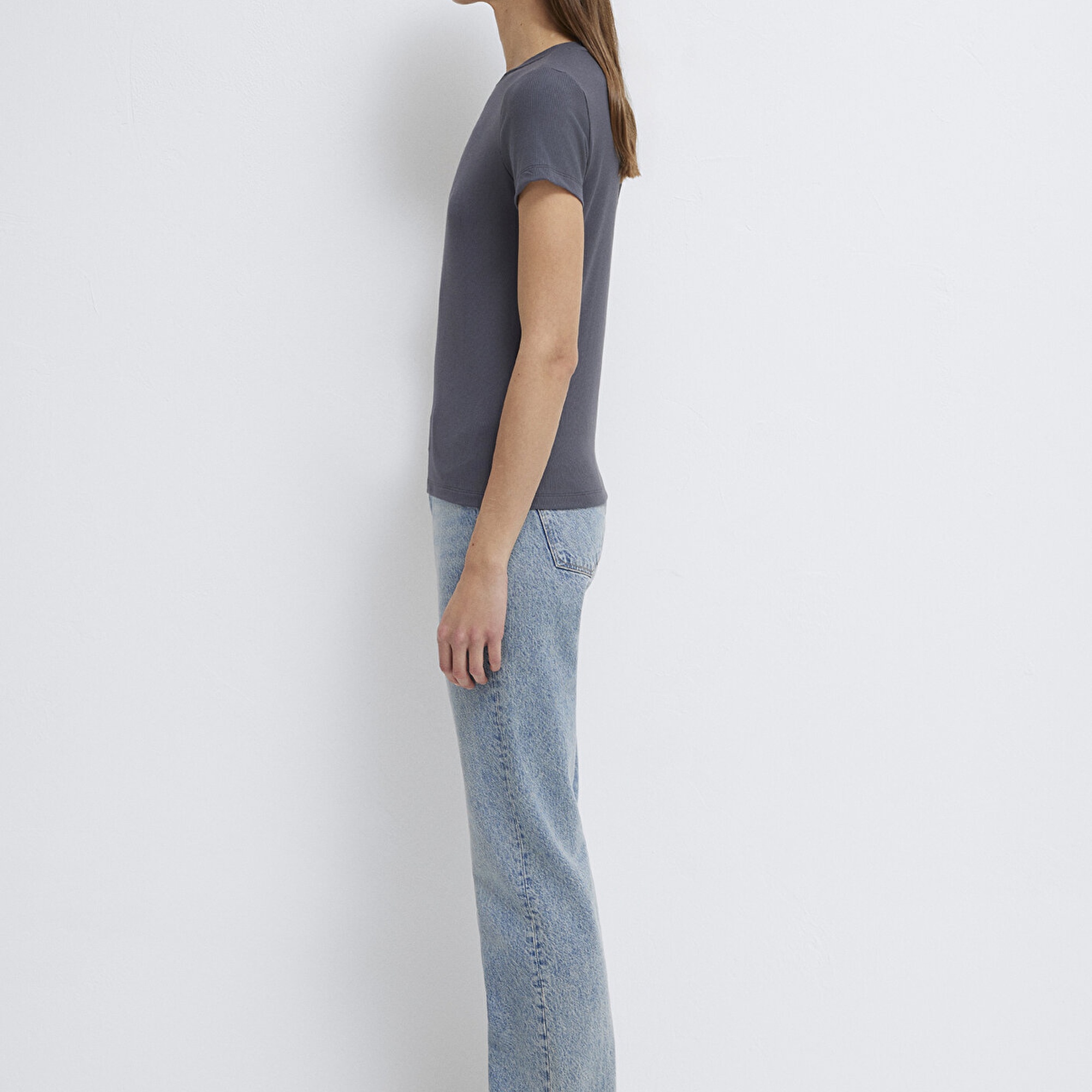 Mavi Gri Basic Tişört Slim Fit / Dar Kesim 1612904-83620