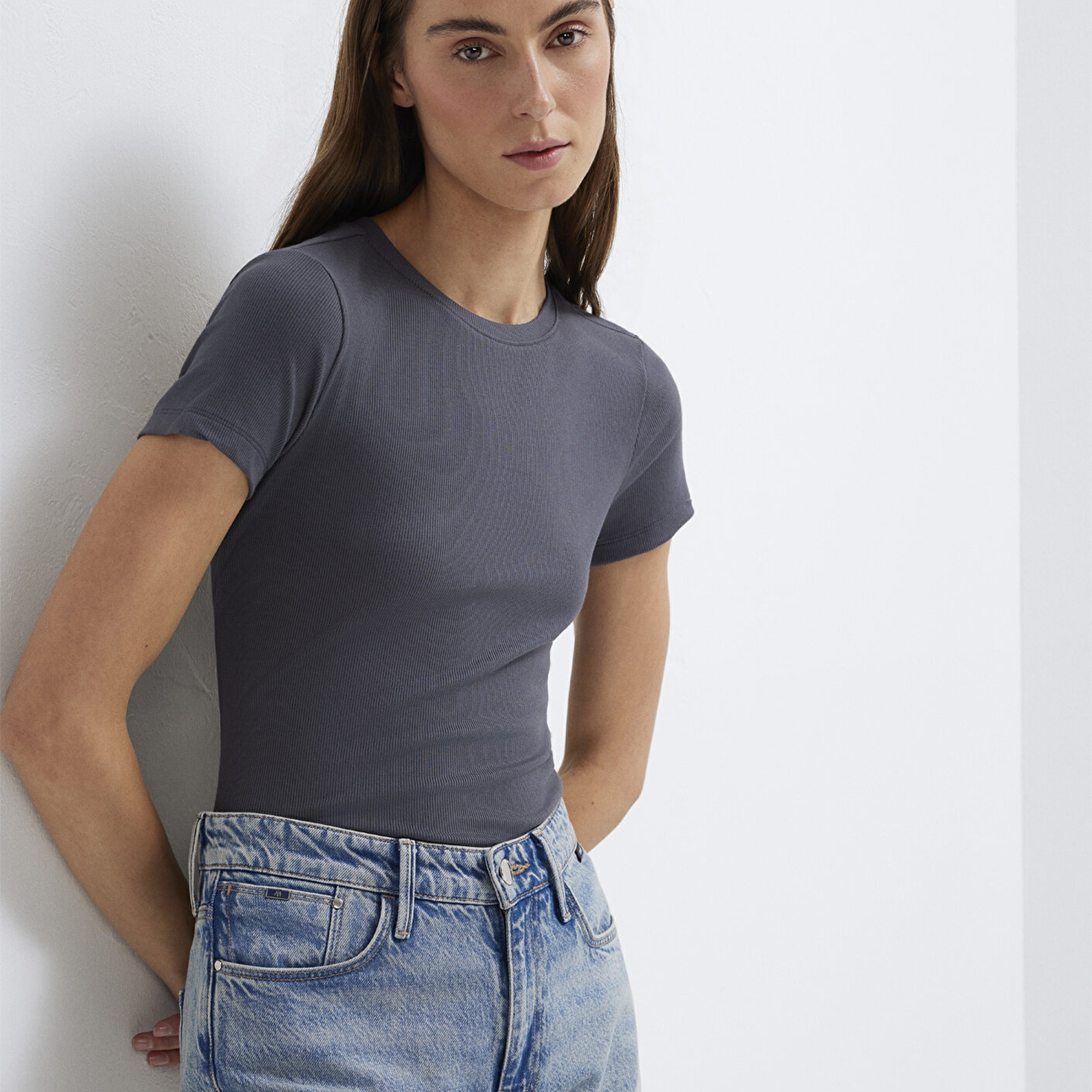 Mavi Gri Basic Tişört Slim Fit / Dar Kesim 1612904-83620