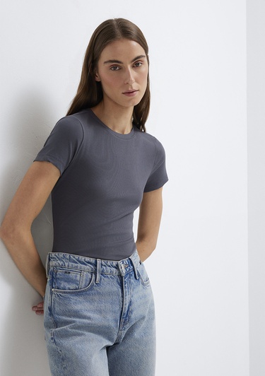  Mavi Gri Basic Tişört Slim Fit / Dar Kesim 1612904-83620