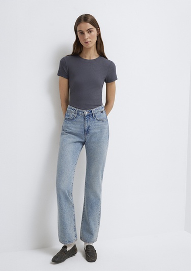  Mavi Gri Basic Tişört Slim Fit / Dar Kesim 1612904-83620