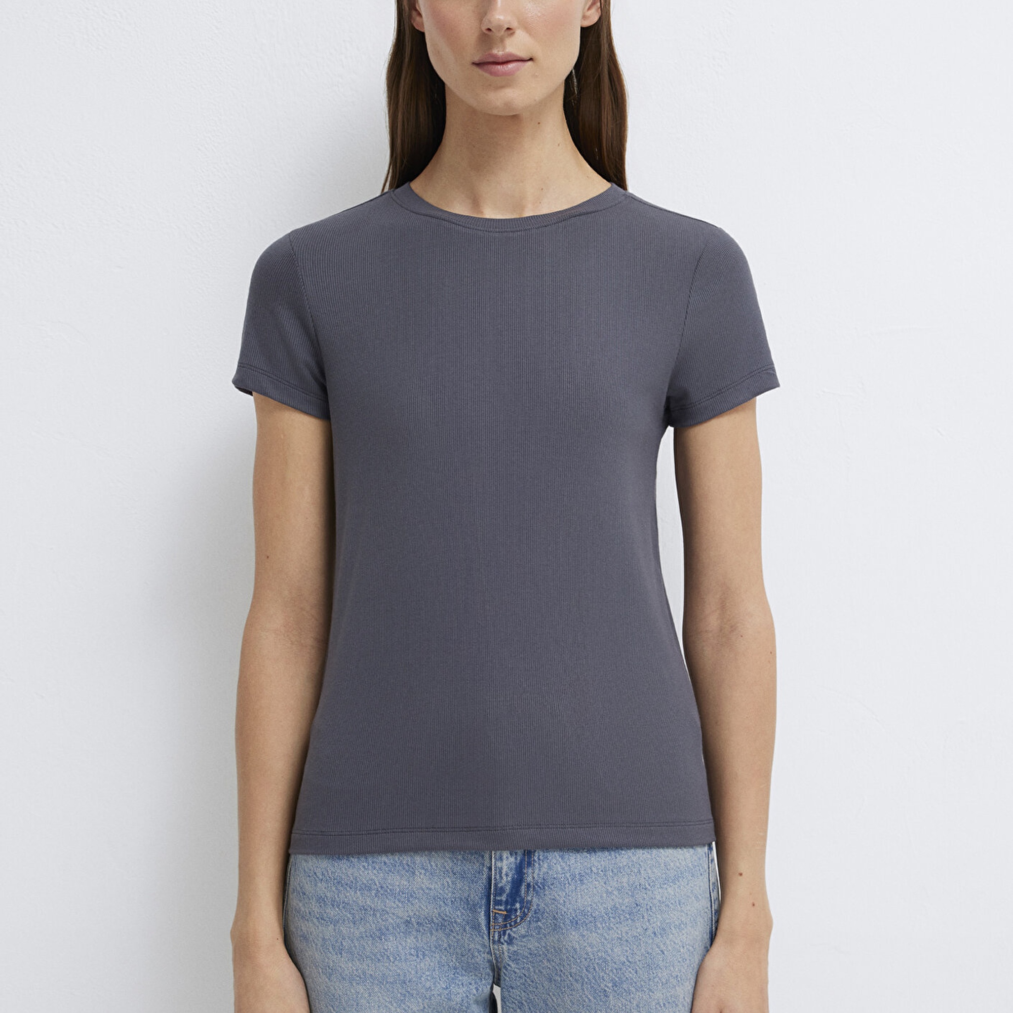 Mavi Gri Basic Tişört Slim Fit / Dar Kesim 1612904-83620