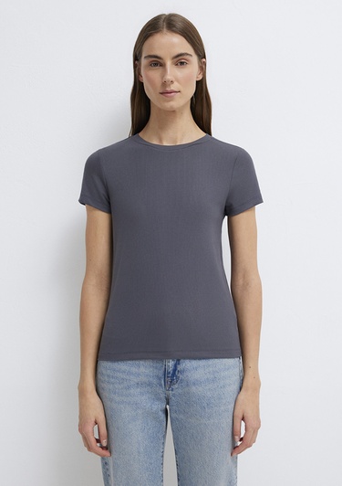  Mavi Gri Basic Tişört Slim Fit / Dar Kesim 1612904-83620