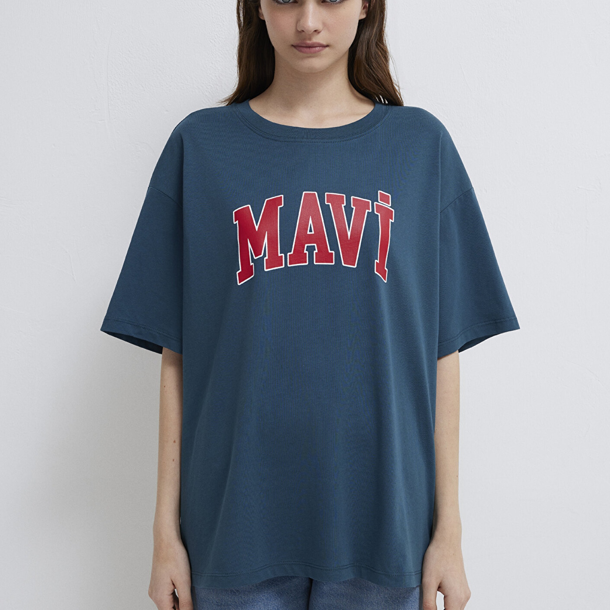 Mavi Mavi Logo Baskılı Mavi Tişört Oversize / Geniş Kesim 1600843-70771