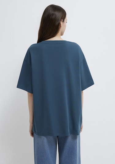  Mavi Mavi Logo Baskılı Mavi Tişört Oversize / Geniş Kesim 1600843-70771