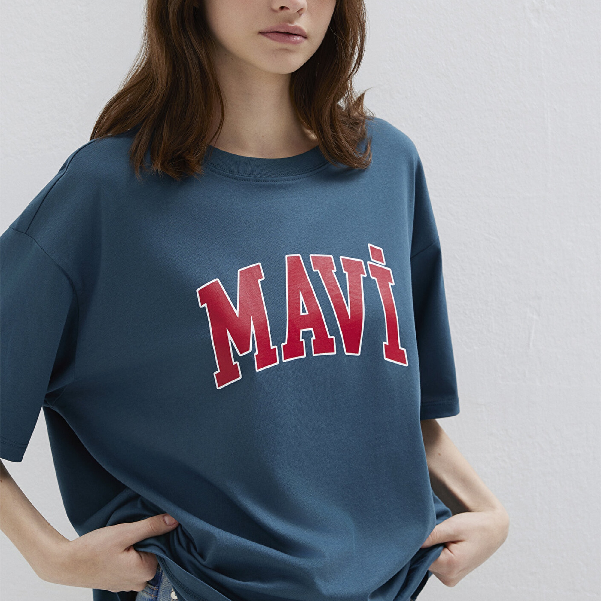 Mavi Mavi Logo Baskılı Mavi Tişört Oversize / Geniş Kesim 1600843-70771