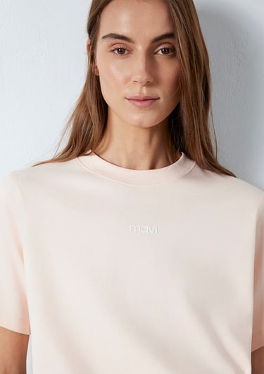  Mavi Mavi Logo Baskılı Pembe Tişört Regular Fit / Normal Kesim 1612829-71121