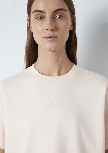  Mavi Mavi Logo Baskılı Pembe Tişört Regular Fit / Normal Kesim 1612829-71121