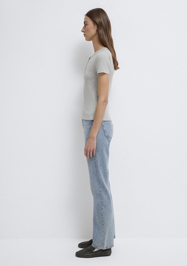  Mavi Gri Basic Tişört Fitted / Vücuda Oturan Kesim 1613806-83096