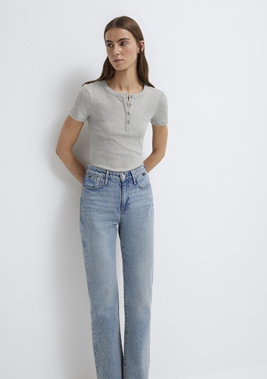  Mavi Gri Basic Tişört Fitted / Vücuda Oturan Kesim 1613806-83096