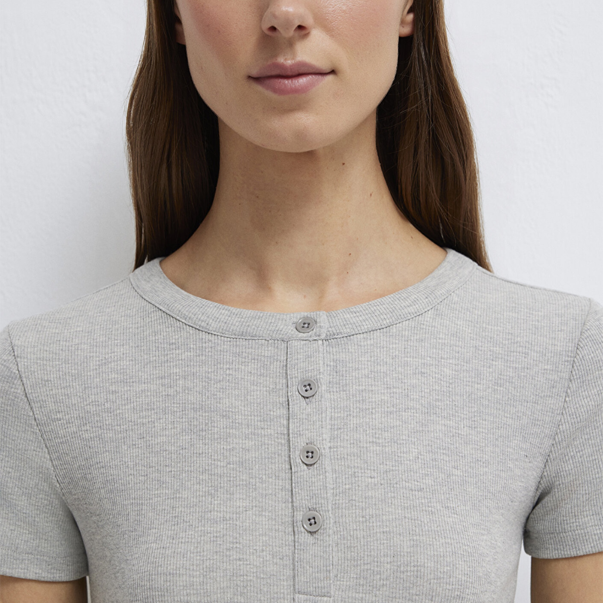 Mavi Gri Basic Tişört Fitted / Vücuda Oturan Kesim 1613806-83096