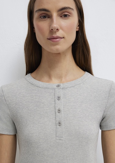  Mavi Gri Basic Tişört Fitted / Vücuda Oturan Kesim 1613806-83096