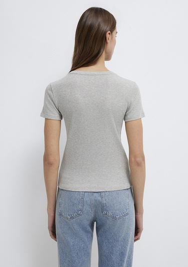  Mavi Gri Basic Tişört Fitted / Vücuda Oturan Kesim 1613806-83096