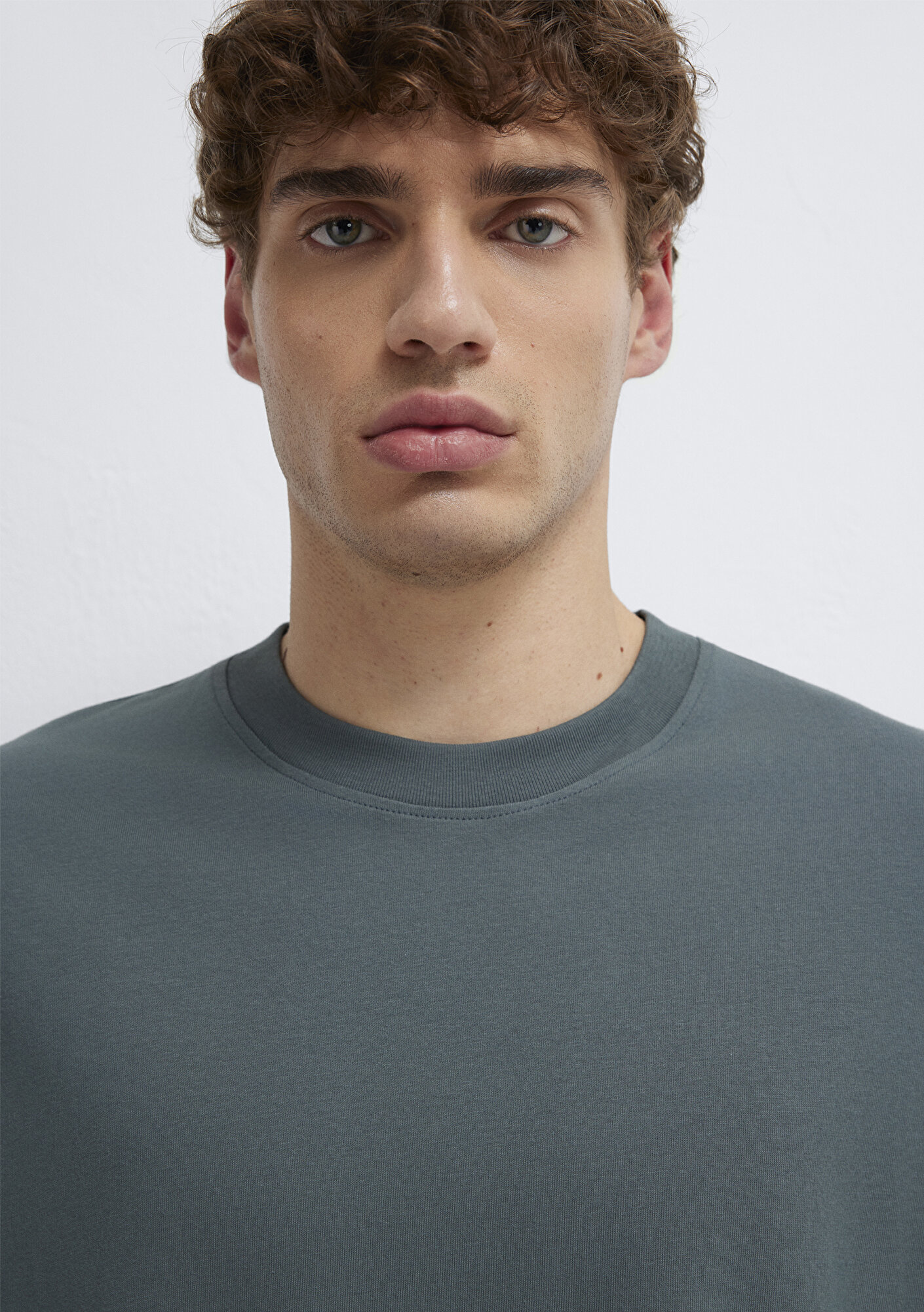 Mavi Yeşil Basic Tişört Oversize / Geniş Kesim 0613113-71598