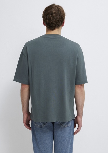  Mavi Yeşil Basic Tişört Oversize / Geniş Kesim 0613113-71598