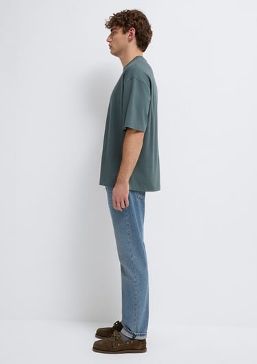  Mavi Yeşil Basic Tişört Oversize / Geniş Kesim 0613113-71598