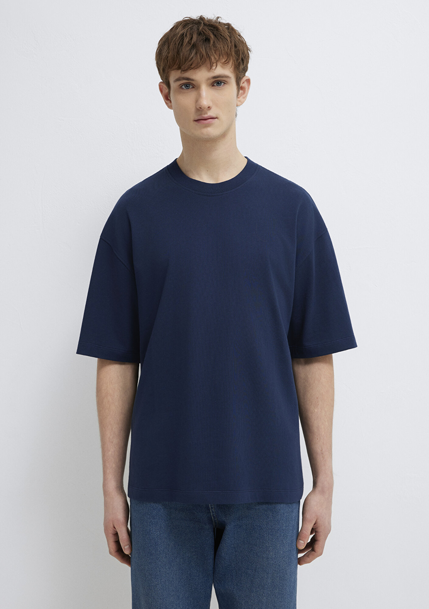 Mavi Lacivert Basic Tişört Oversize / Geniş Kesim 0613113-82318