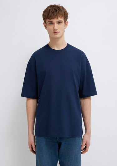  Mavi Lacivert Basic Tişört Oversize / Geniş Kesim 0613113-82318