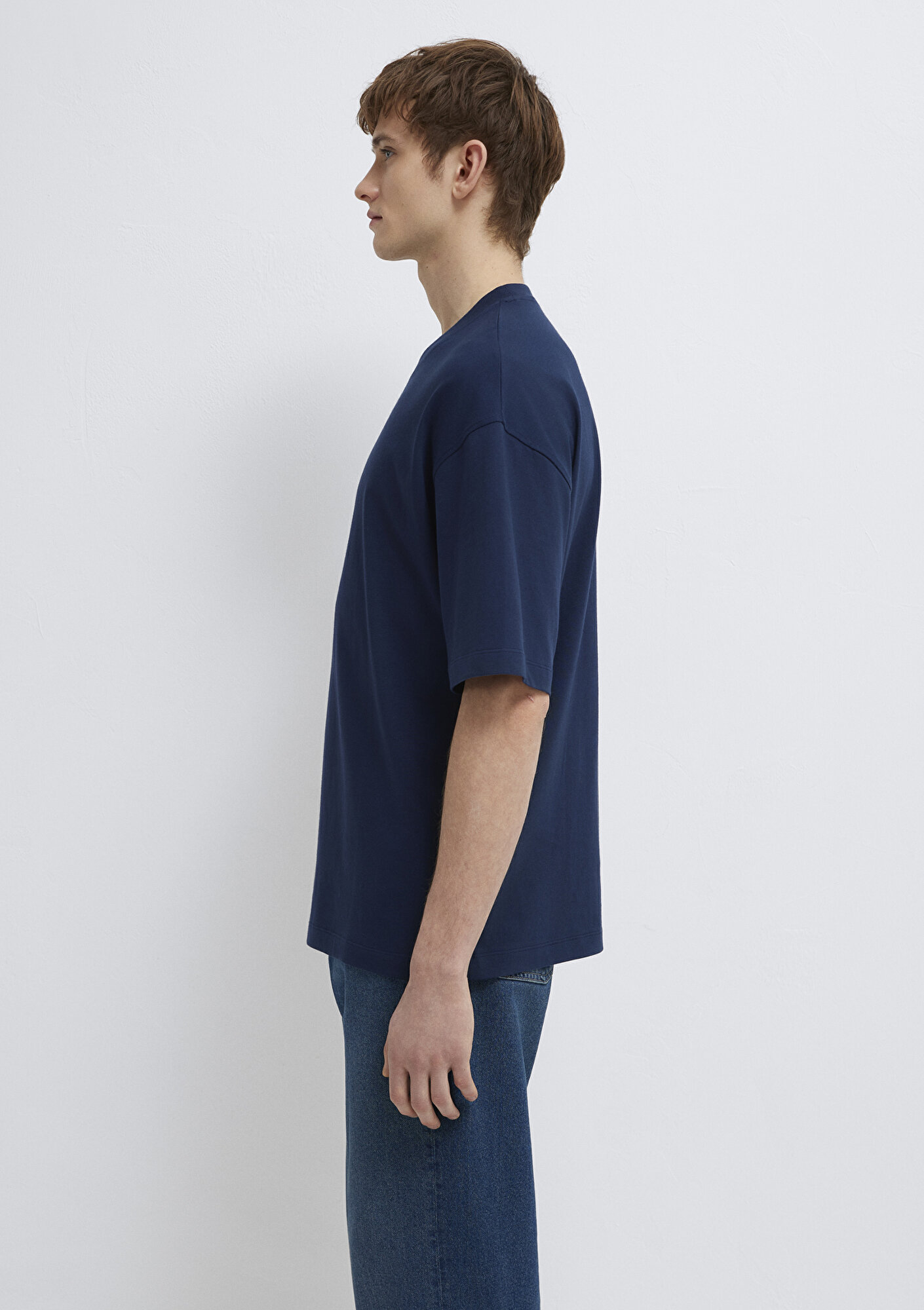 Mavi Lacivert Basic Tişört Oversize / Geniş Kesim 0613113-82318