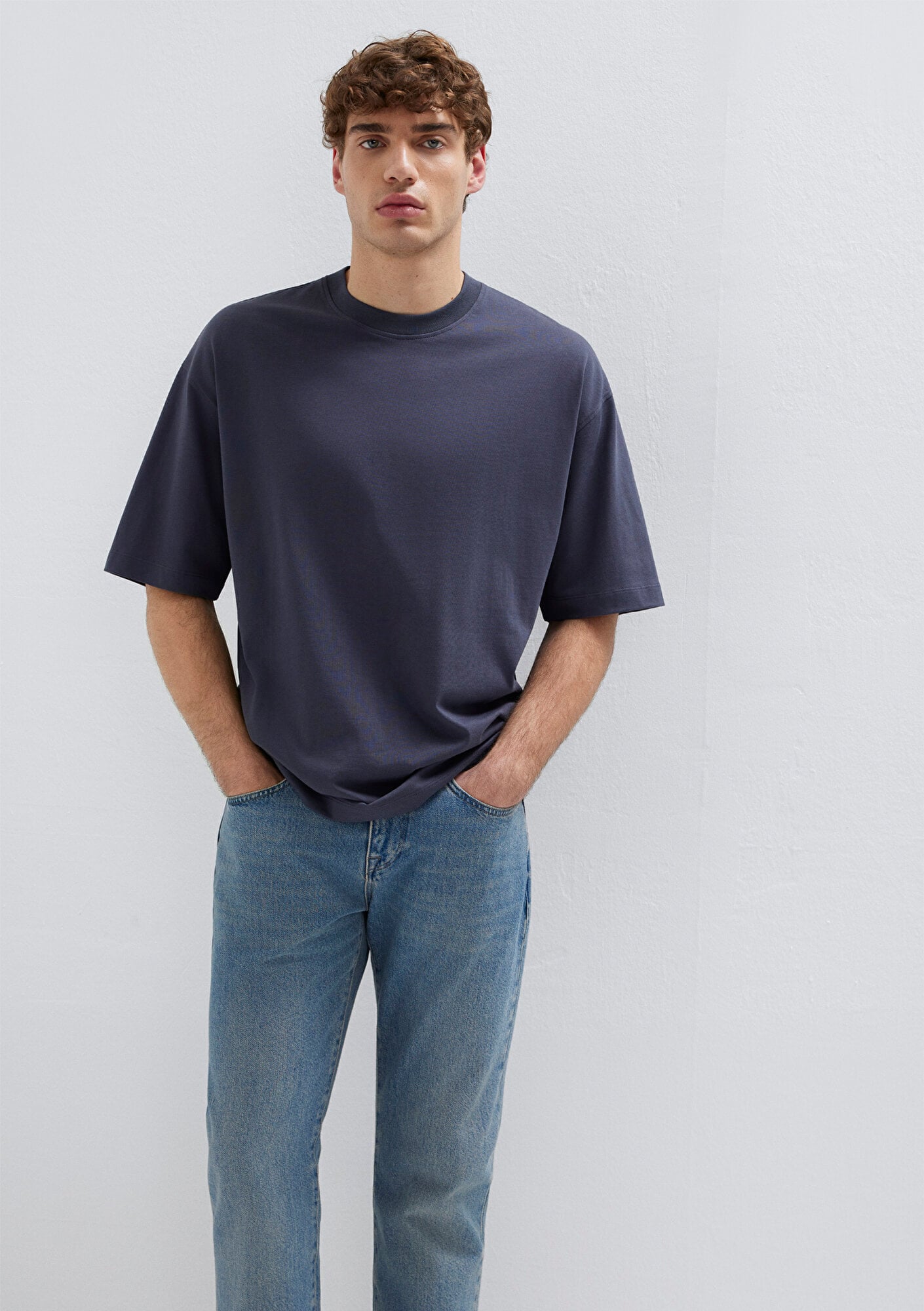 Mavi Gri Basic Tişört Oversize / Geniş Kesim 0613113-70101